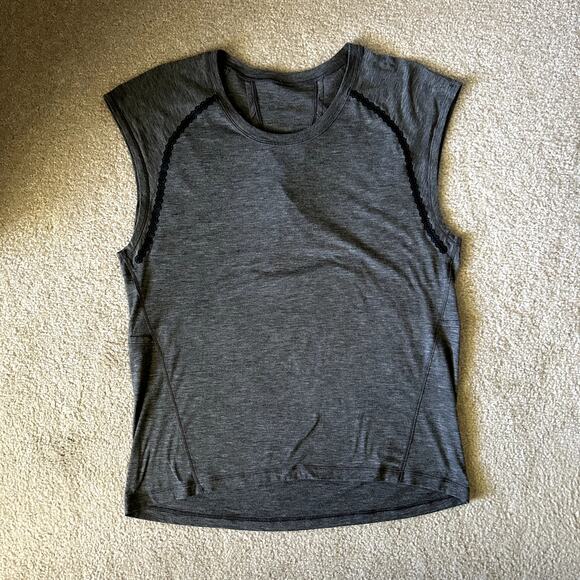 Lululemon Stop Drop & Squat Short Sleeve Heathered Black Top Size M - Picture 5 of 9